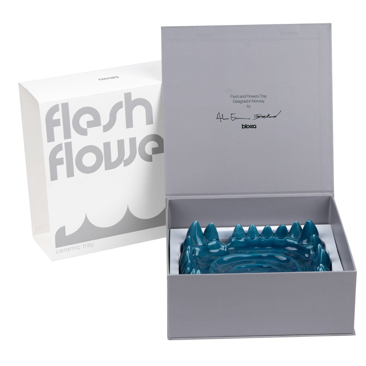 Flesh and Flowers Ceramic Tray by Blocca — open packaging